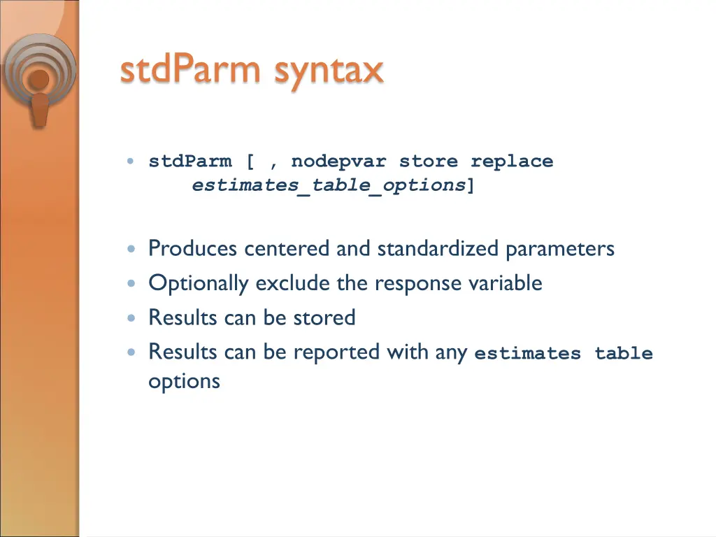 stdparm syntax