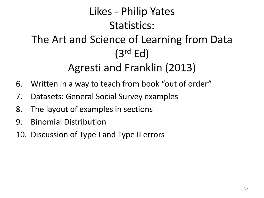 likes philip yates statistics 1