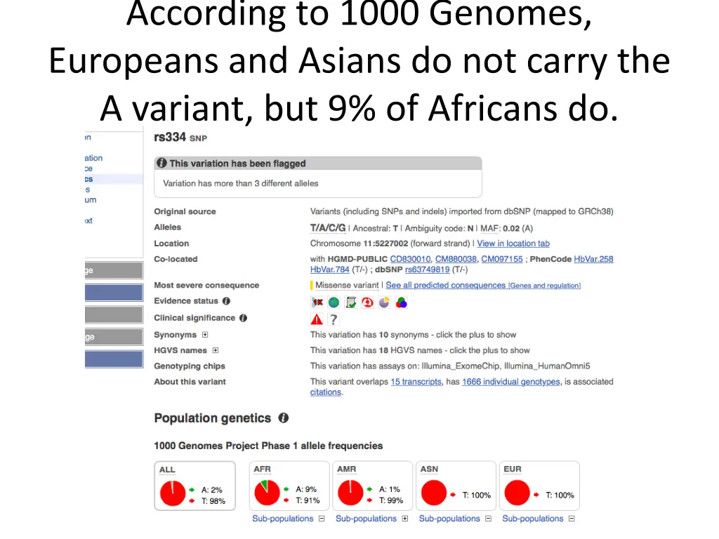 according to 1000 genomes europeans and asians