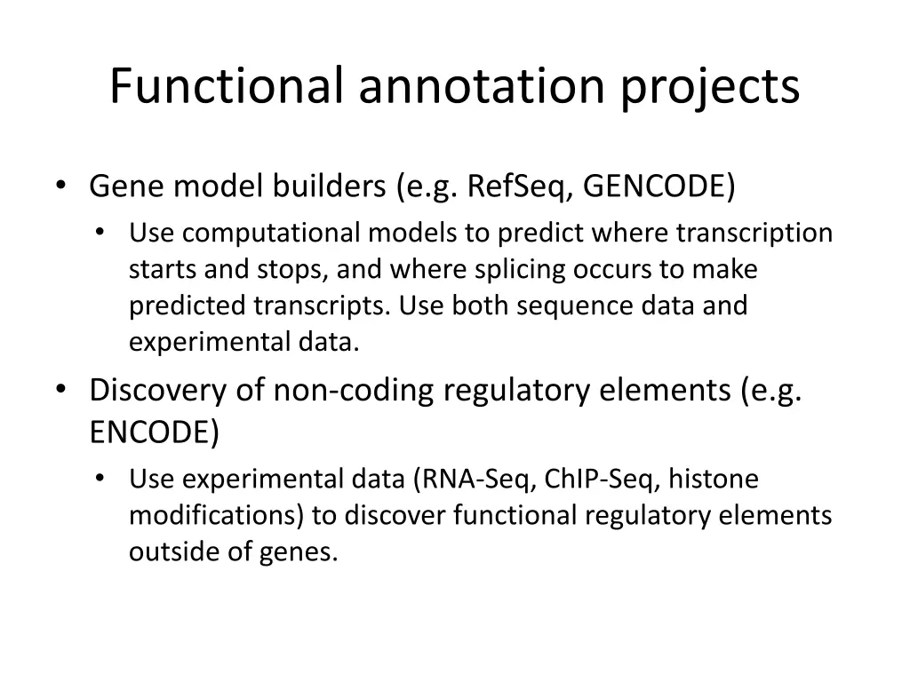 functional annotation projects