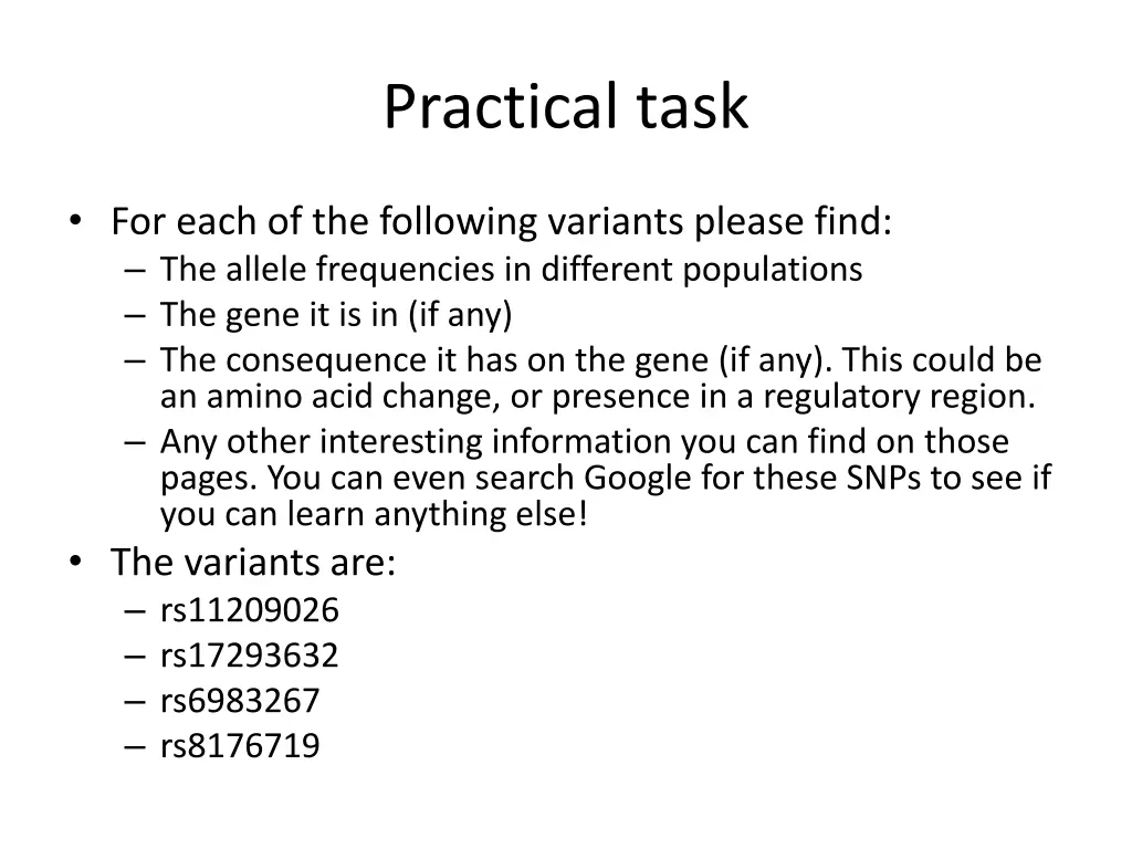practical task