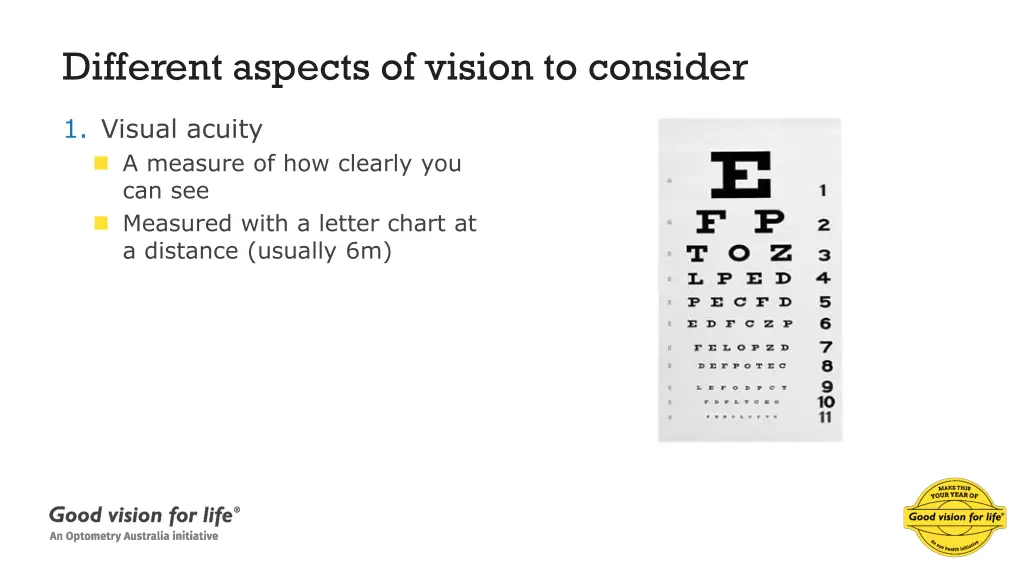 different aspects of vision to consider 1