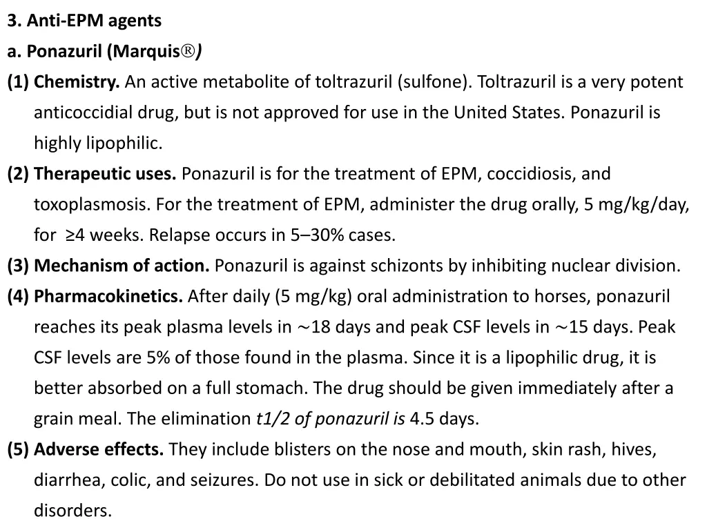 3 anti epm agents a ponazuril marquis