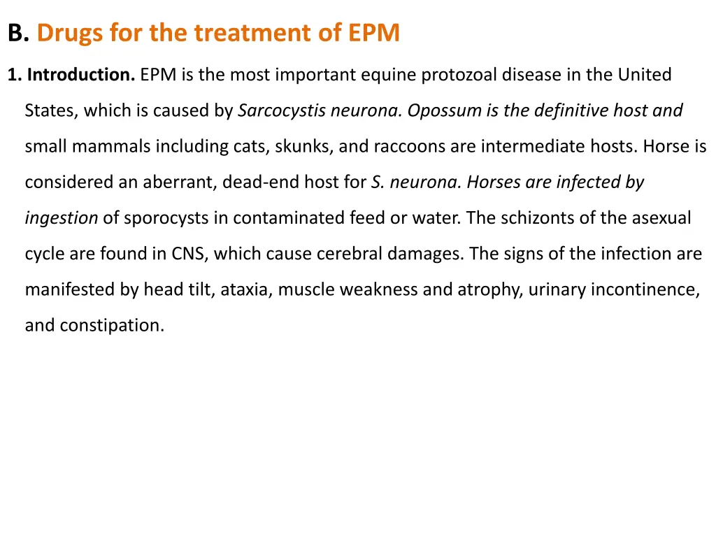 b drugs for the treatment of epm