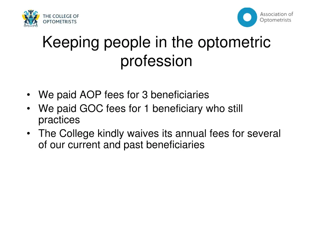keeping people in the optometric profession