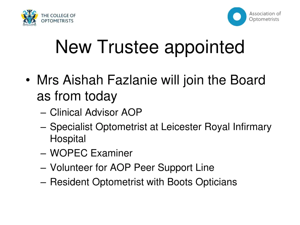 new trustee appointed