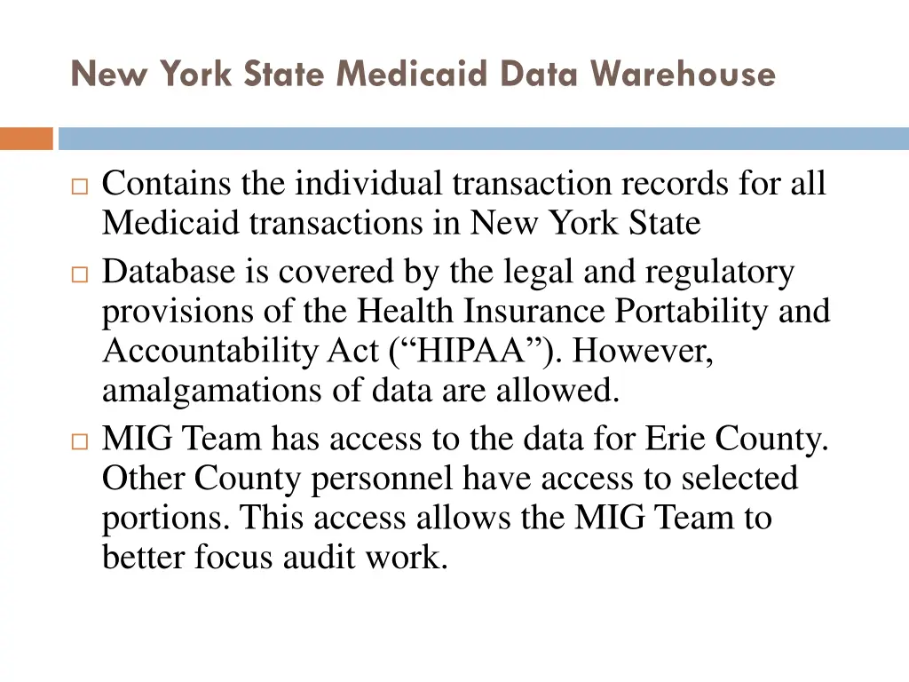 new york state medicaid data warehouse