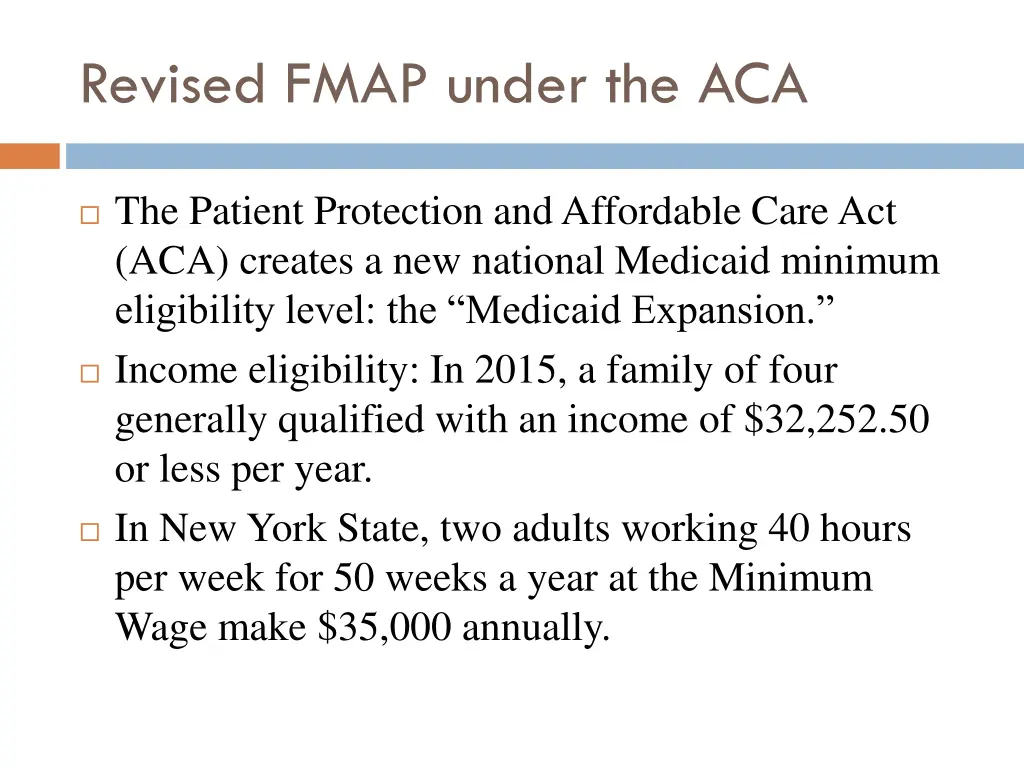 revised fmap under the aca