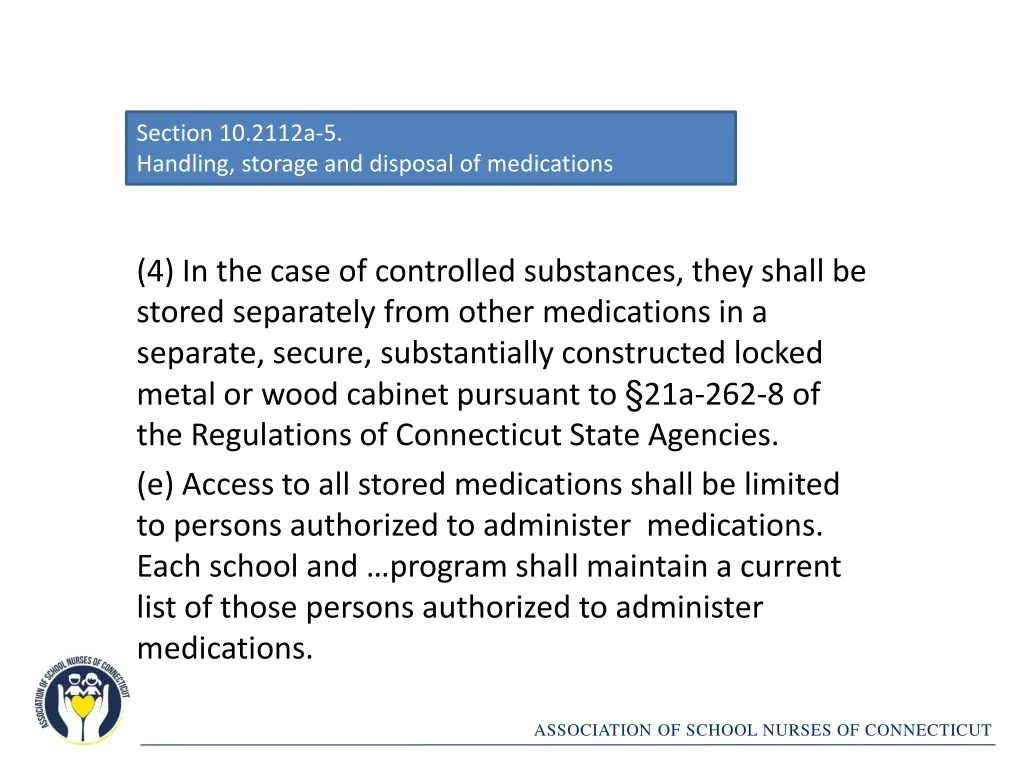section 10 2112a 5 handling storage and disposal 5