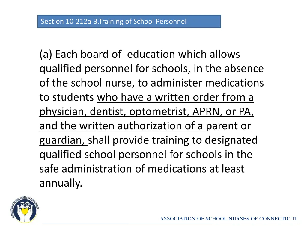 section 10 212a 3 training of school personnel