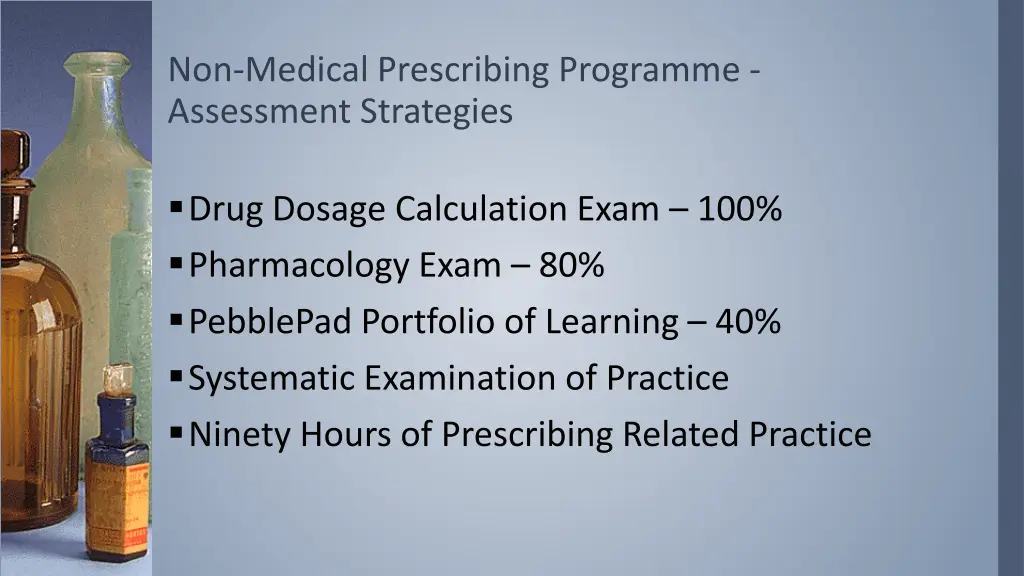 non medical prescribing programme assessment