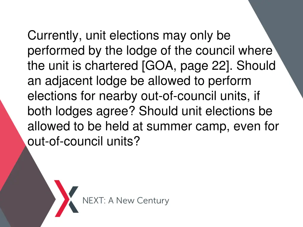 currently unit elections may only be performed