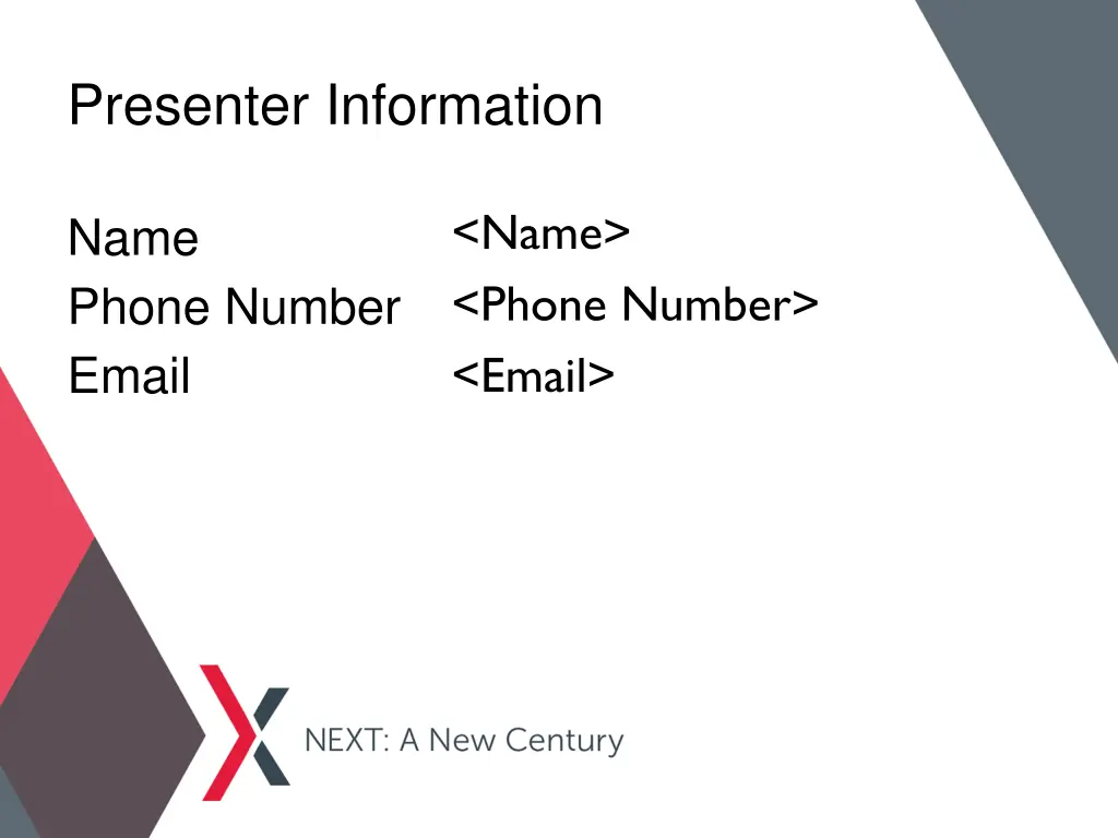 presenter information