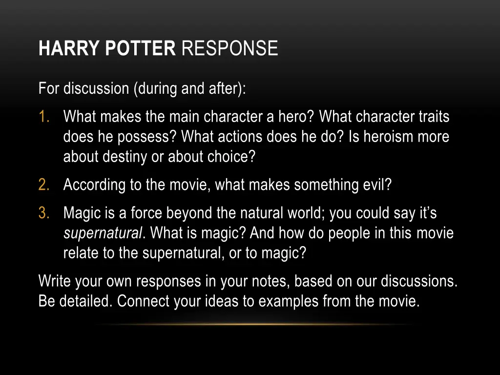 harry potter response
