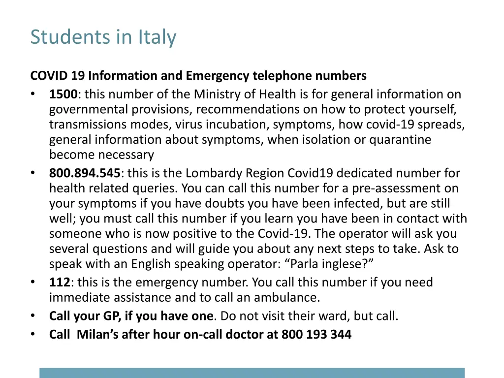 students in italy