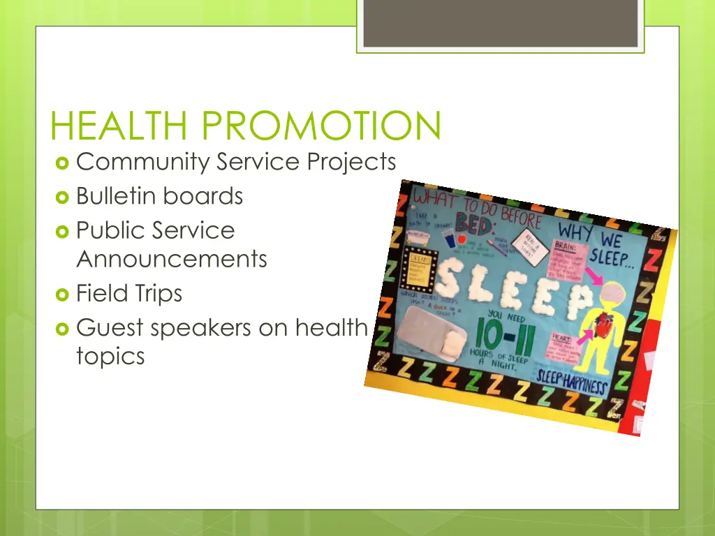 health promotion community service projects