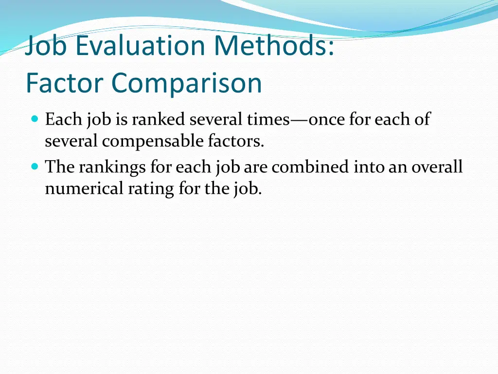 job evaluation methods factor comparison