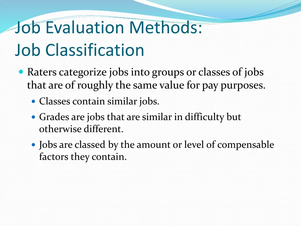 job evaluation methods job classification
