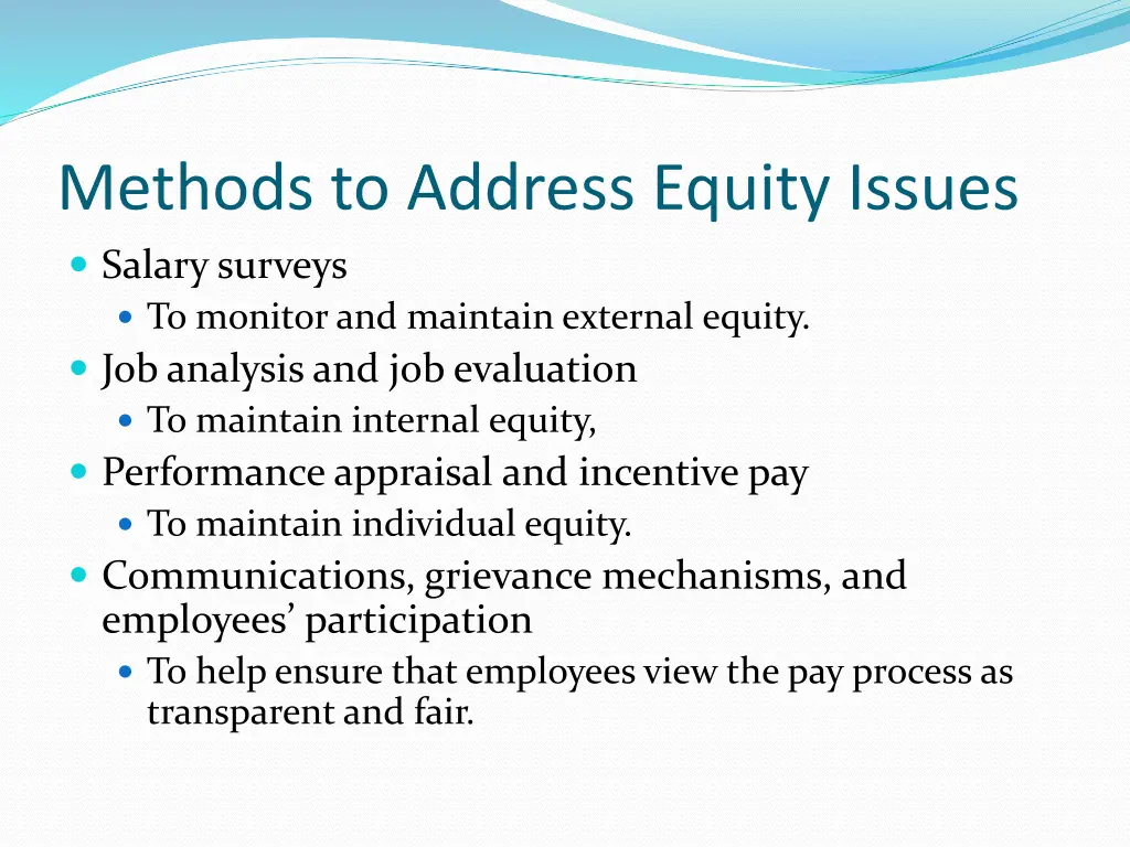 methods to address equity issues salary surveys