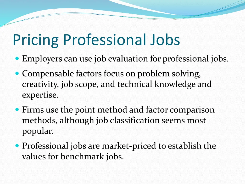 pricing professional jobs
