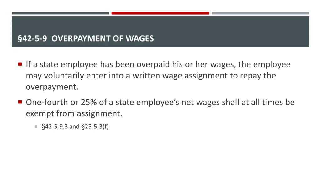 42 5 9 overpayment of wages