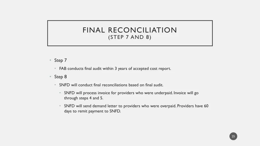 final reconciliation step 7 and 8