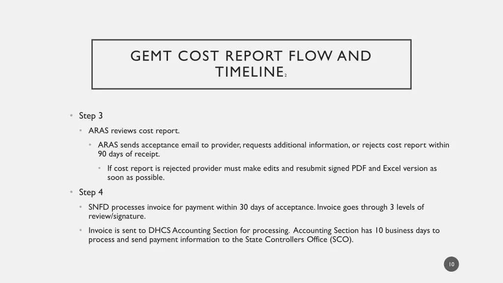 gemt cost report flow and timeline 2