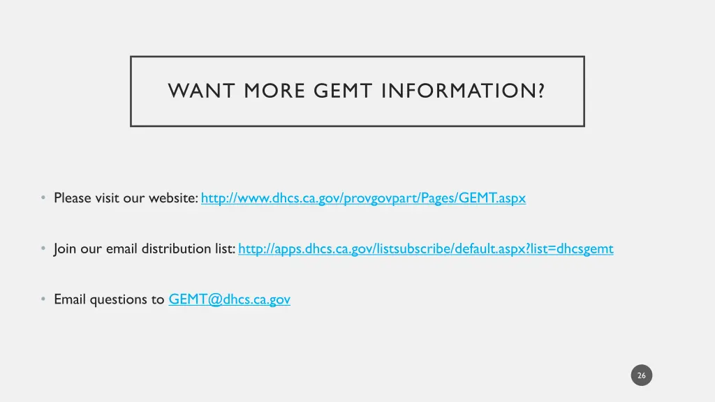 want more gemt information