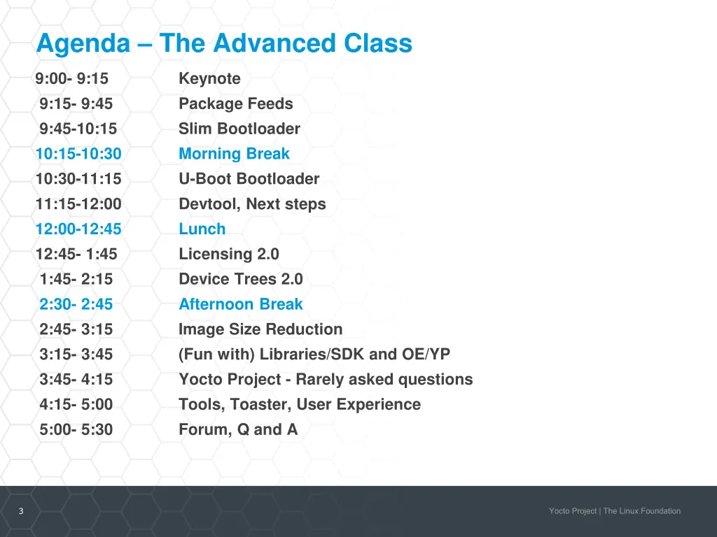 agenda the advanced class