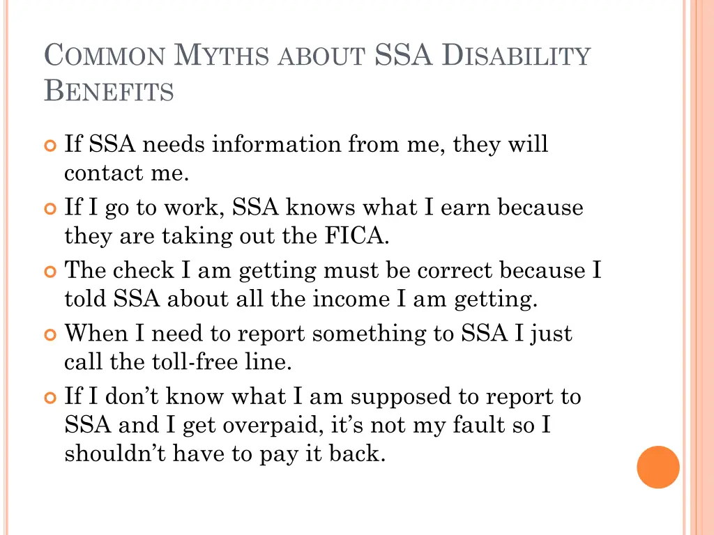 c ommon m yths about ssa d isability b enefits