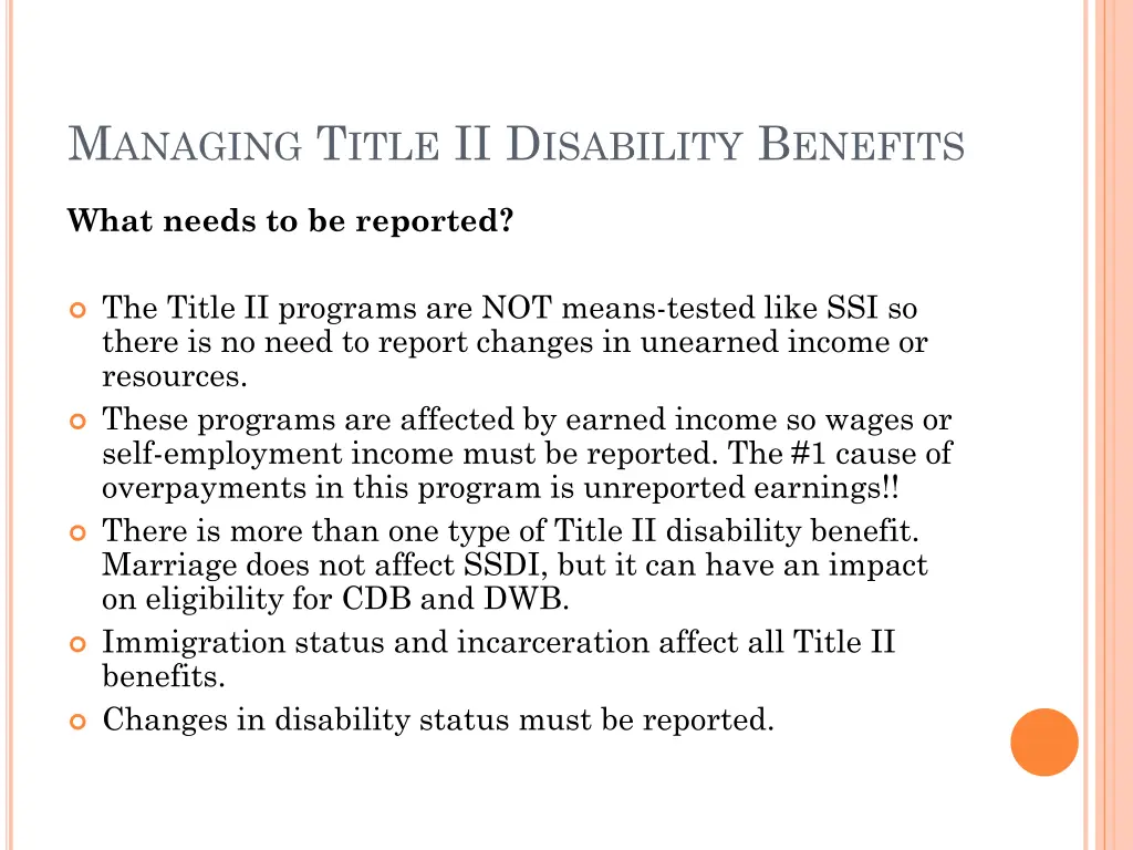 m anaging t itle ii d isability b enefits
