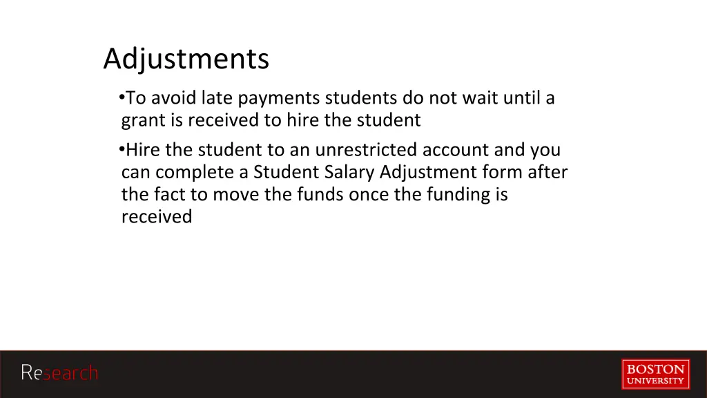 adjustments to avoid late payments students