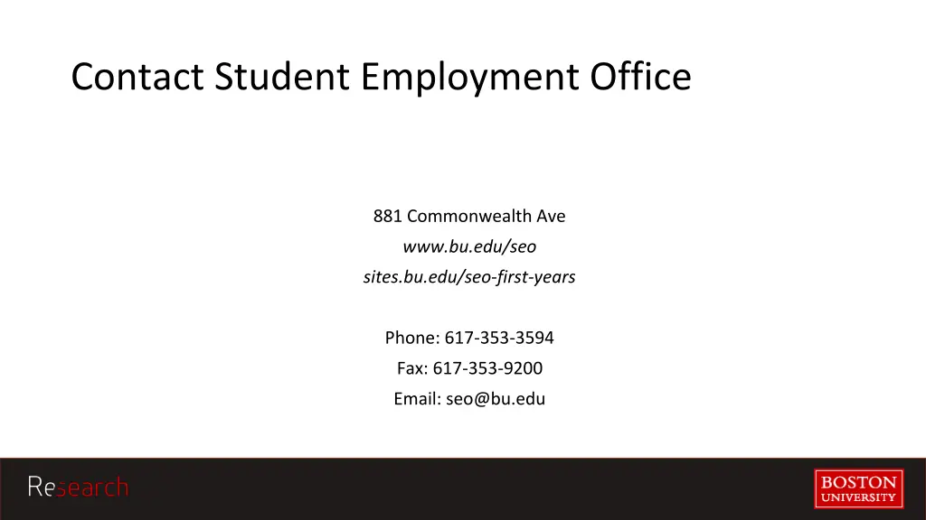 contact student employment office