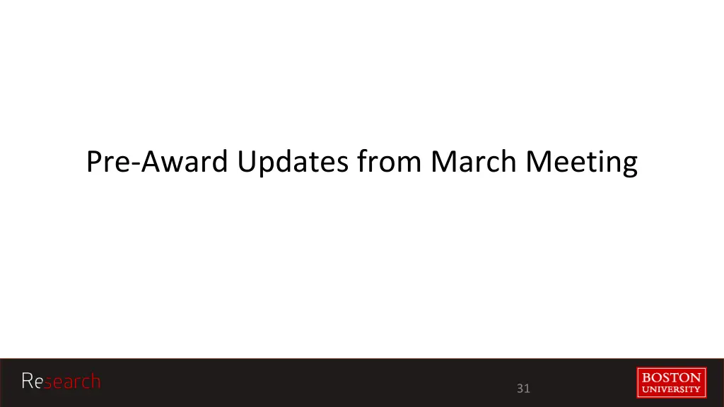 pre award updates from march meeting