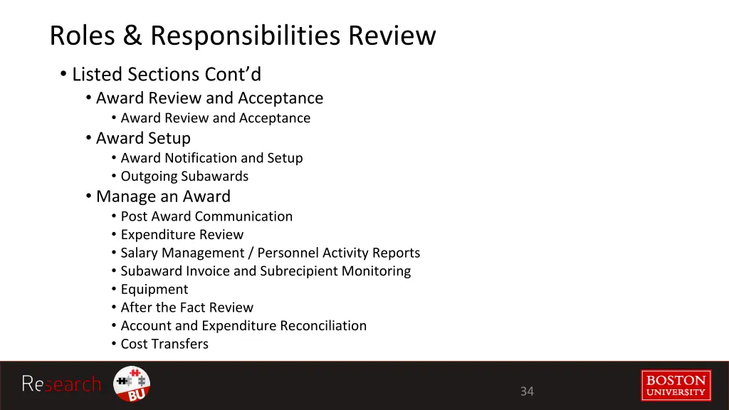 roles responsibilities review listed sections 1