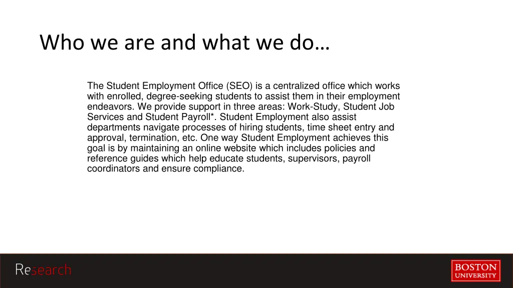 who we are and what we do