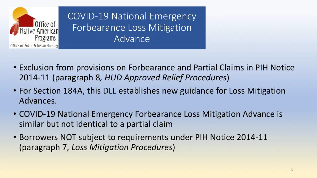 covid 19 national emergency forbearance loss