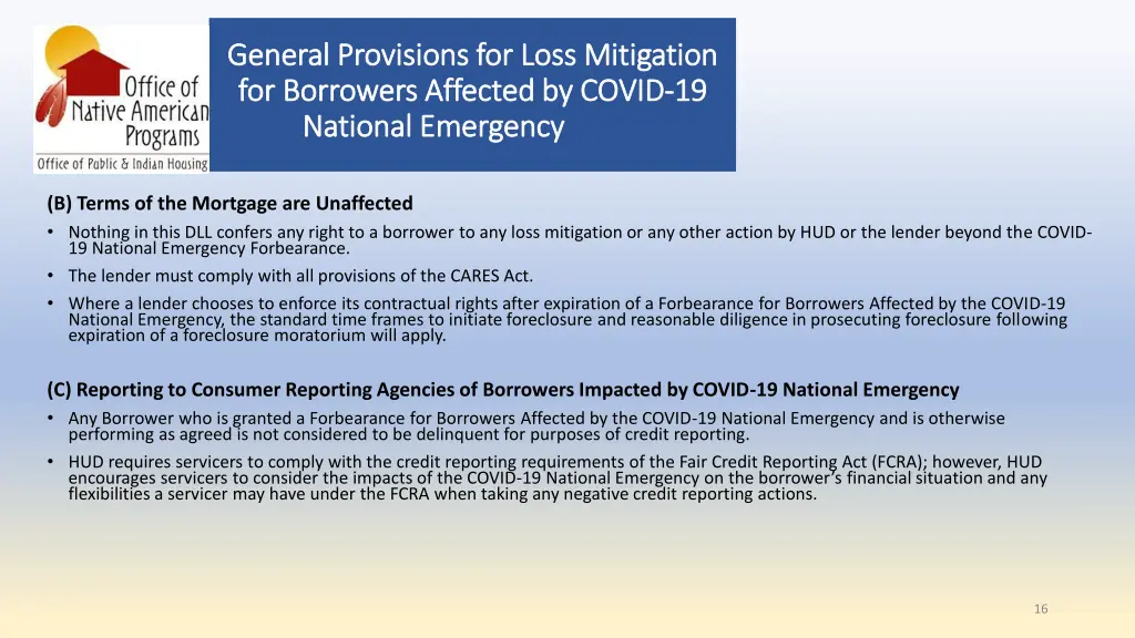 general provisions for loss mitigation general 1
