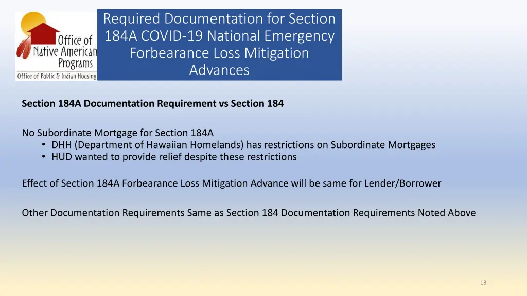 required documentation for section 184a covid