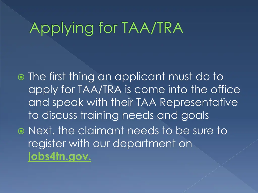 applying for taa tra