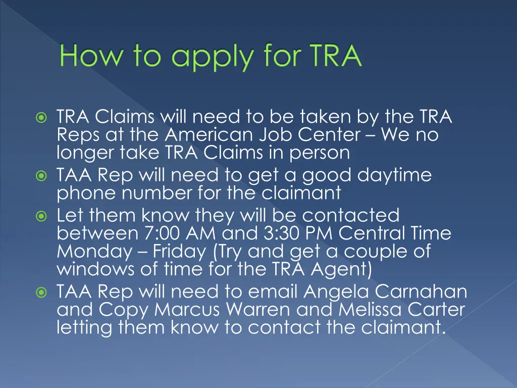 how to apply for tra