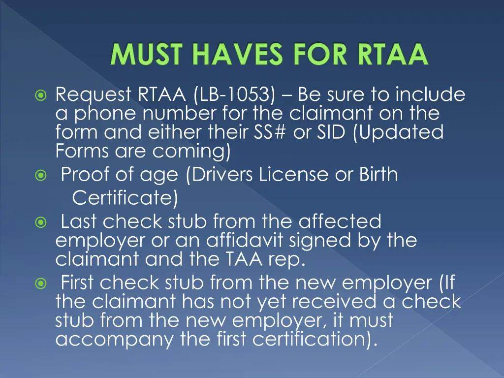 must haves for rtaa