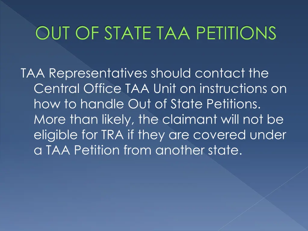 out of state taa petitions