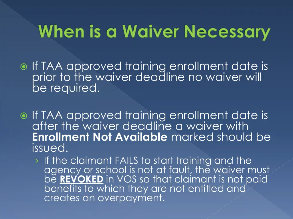 when is a waiver necessary 1