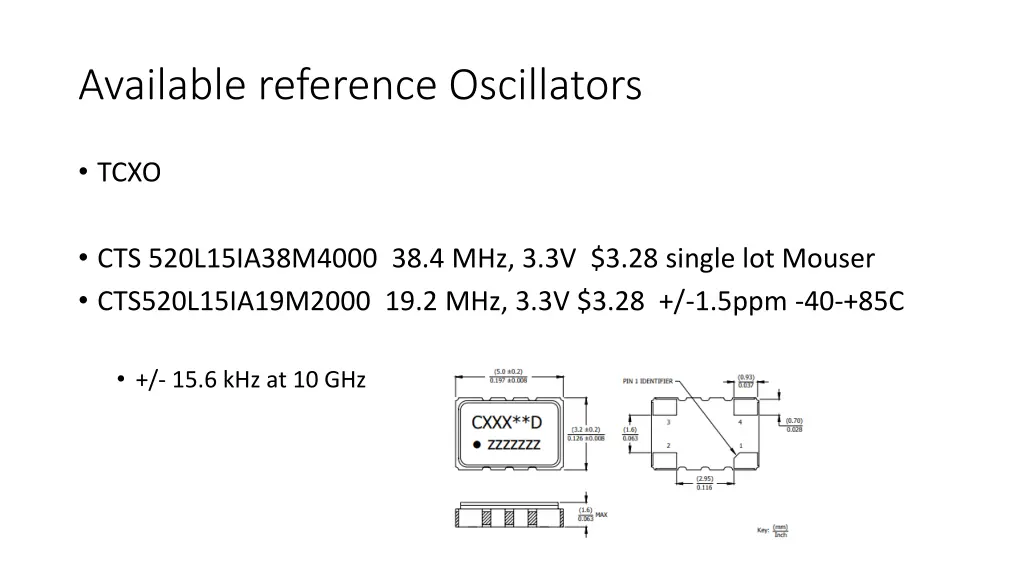 available reference oscillators