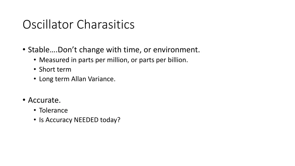 oscillator charasitics