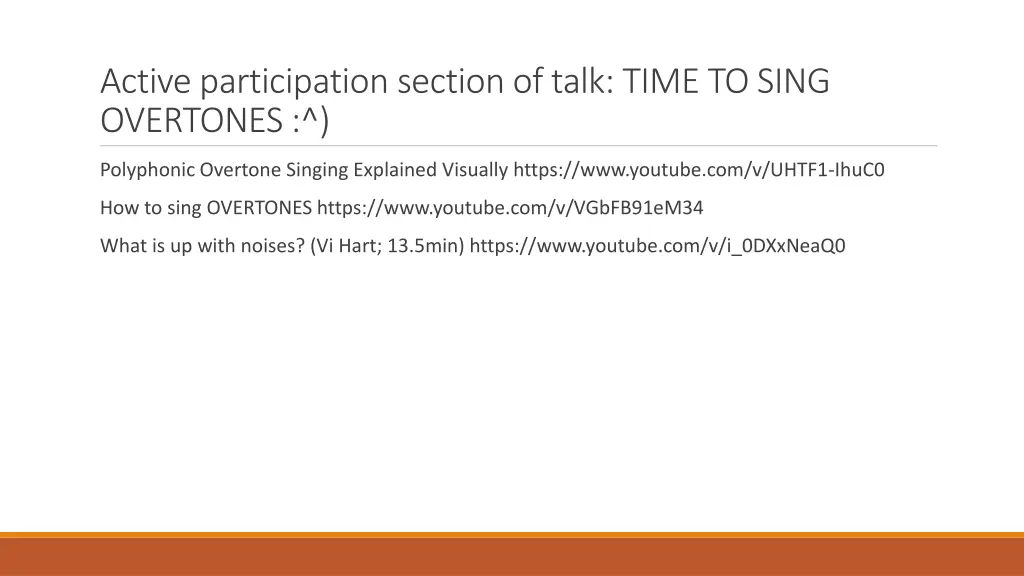 active participation section of talk time to sing