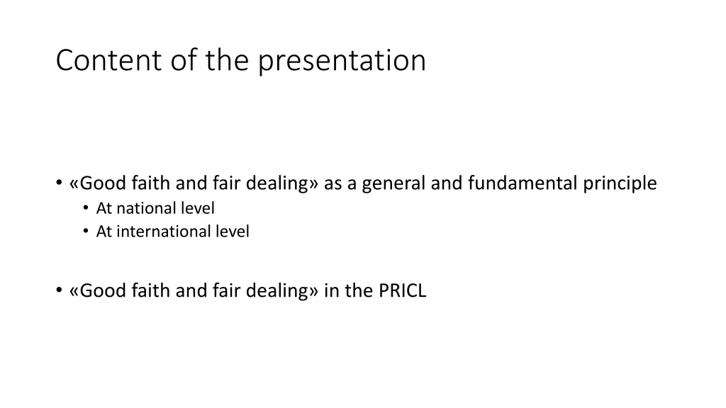 content of the presentation