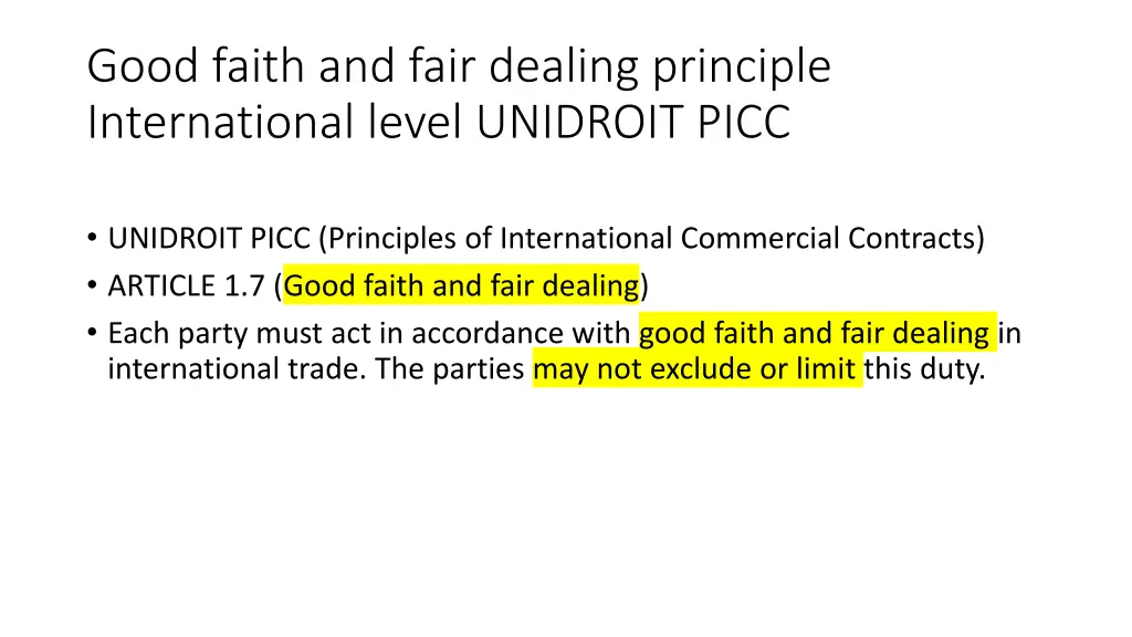 good faith and fair dealing principle 2