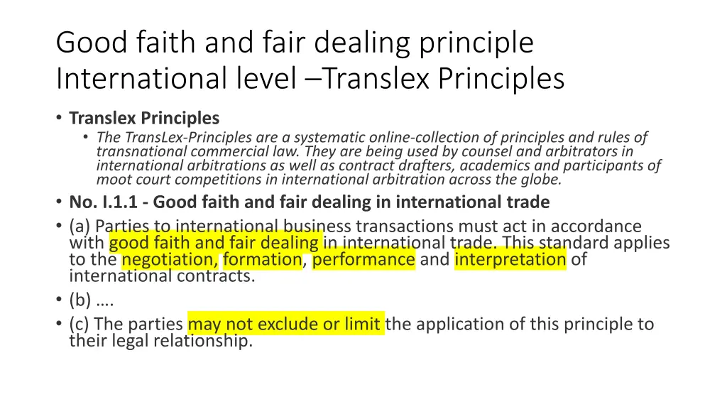 good faith and fair dealing principle